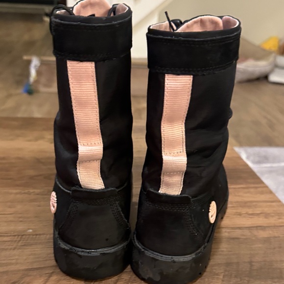 Timberland Women's Black and Pink Combat Boots - Picture 3 of 8